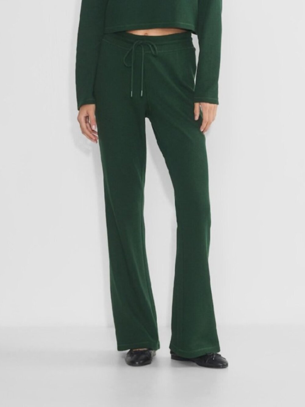 Aritzia Sunday Best Baby Waffle Kick Flare Lounge Pants Green Size S NWT